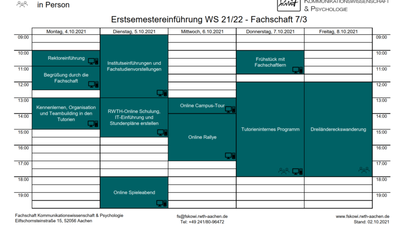 Stundenplan Erstiwoche