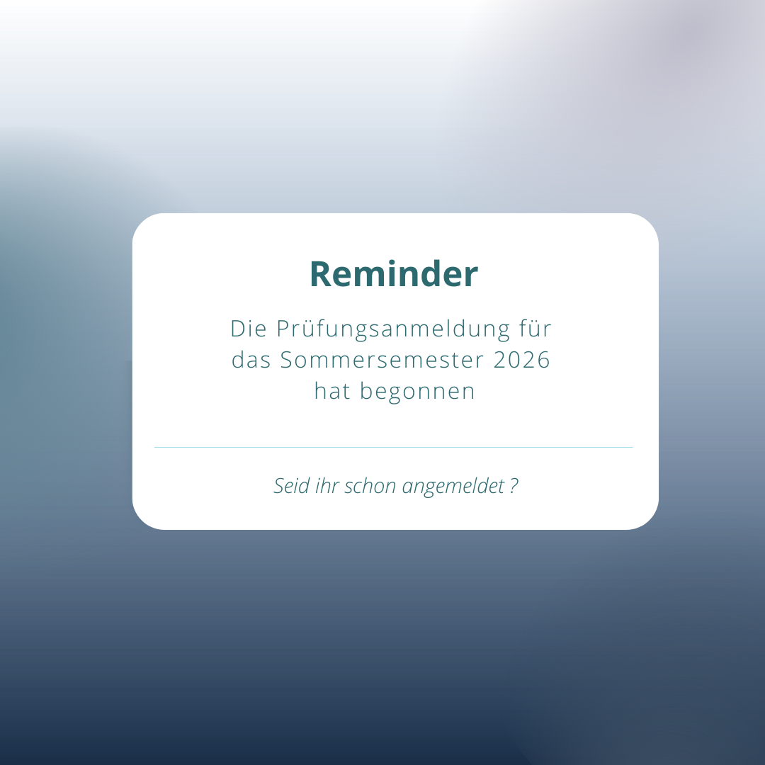 Prüfungsanmeldung hat begonnen!